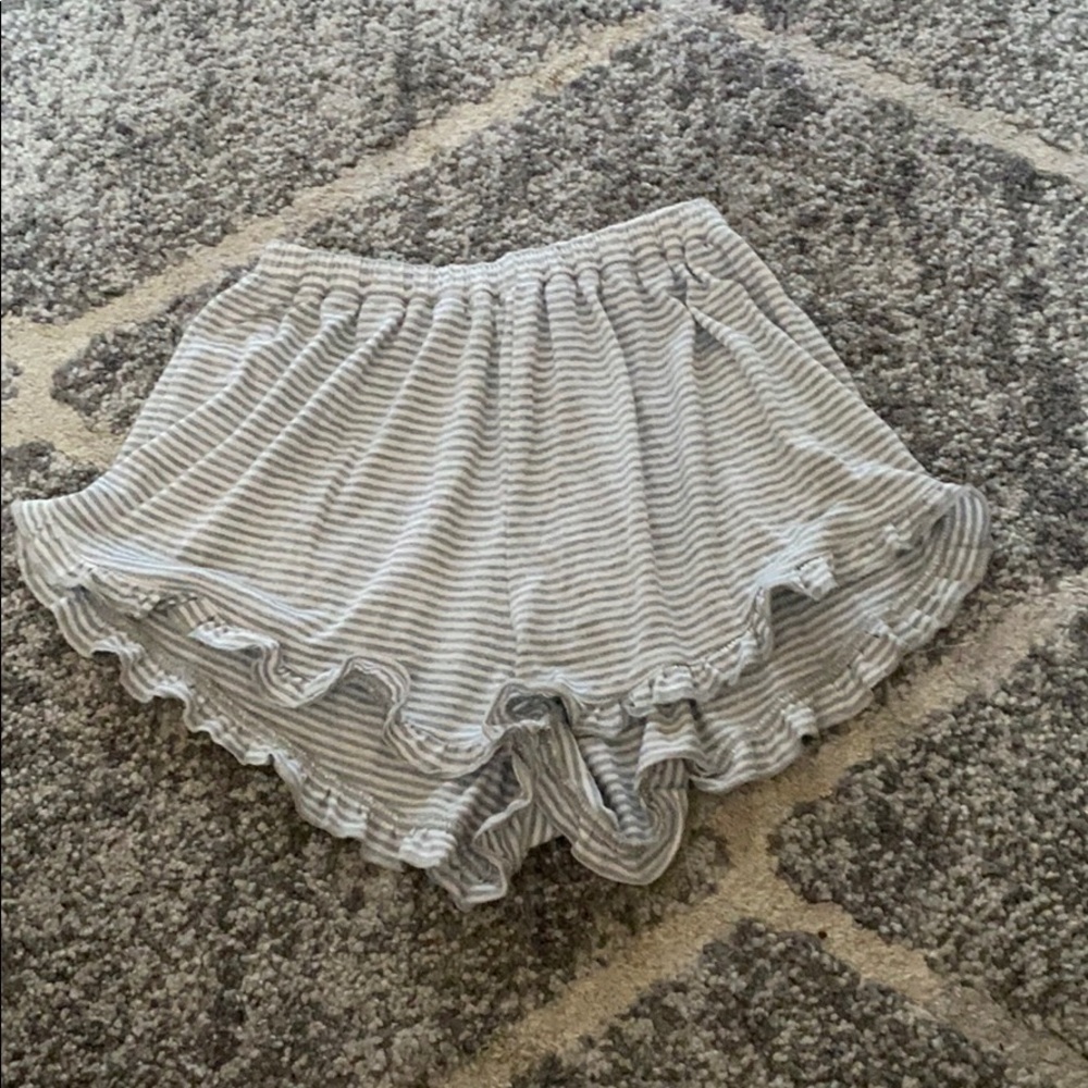 Grey and white striped PJ shorts